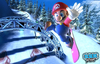 Mario grabbing big air in SSX on Tour